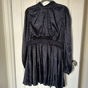 Aqua Silk Leopard Print dress